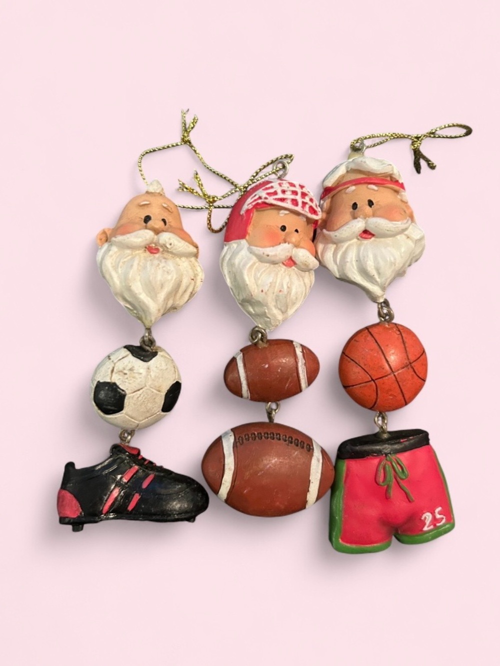 Vintage Santa Sports Ornaments